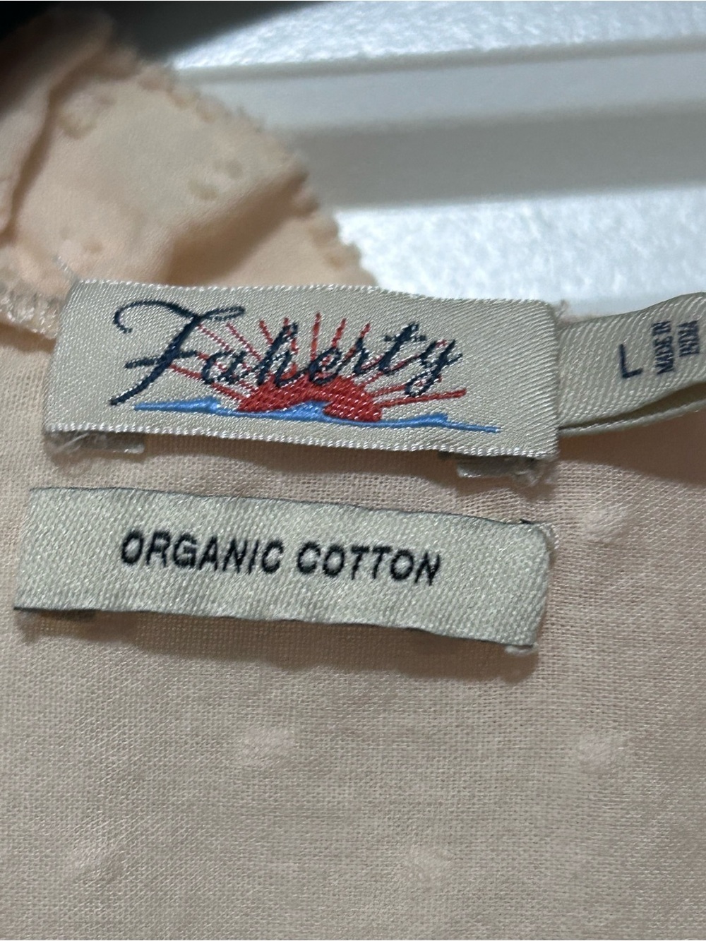 Faherty Peach Ruffled Collar Button-Down Blouse - Picture 2 of 4